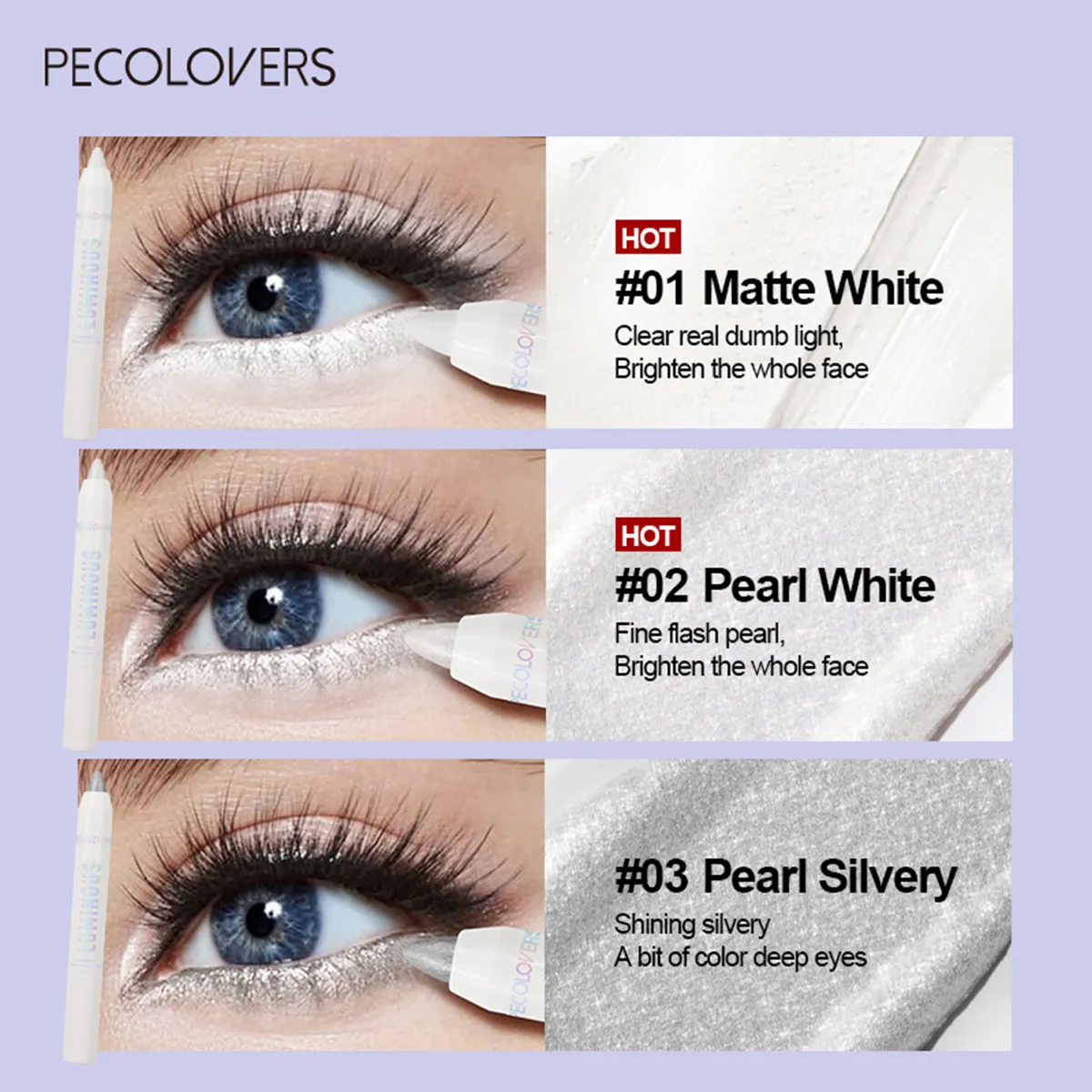 Long-lasting Brightening Highlighter Sparkling Eye Corner Lying Silk Pen Face Highlight and Eye Shadow Pearl White Gliter Pen
