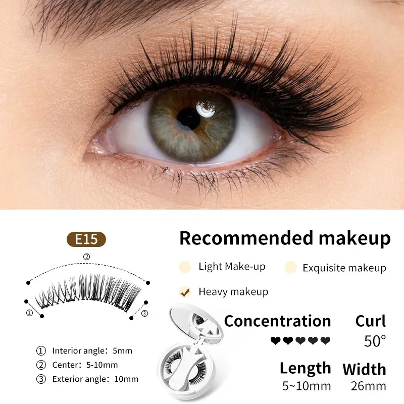 Brown Lashes 3Magnetic eyelashes integrated storage box 3D false eyelash with applicater natural thick glue-free eye lashes drop — image 18