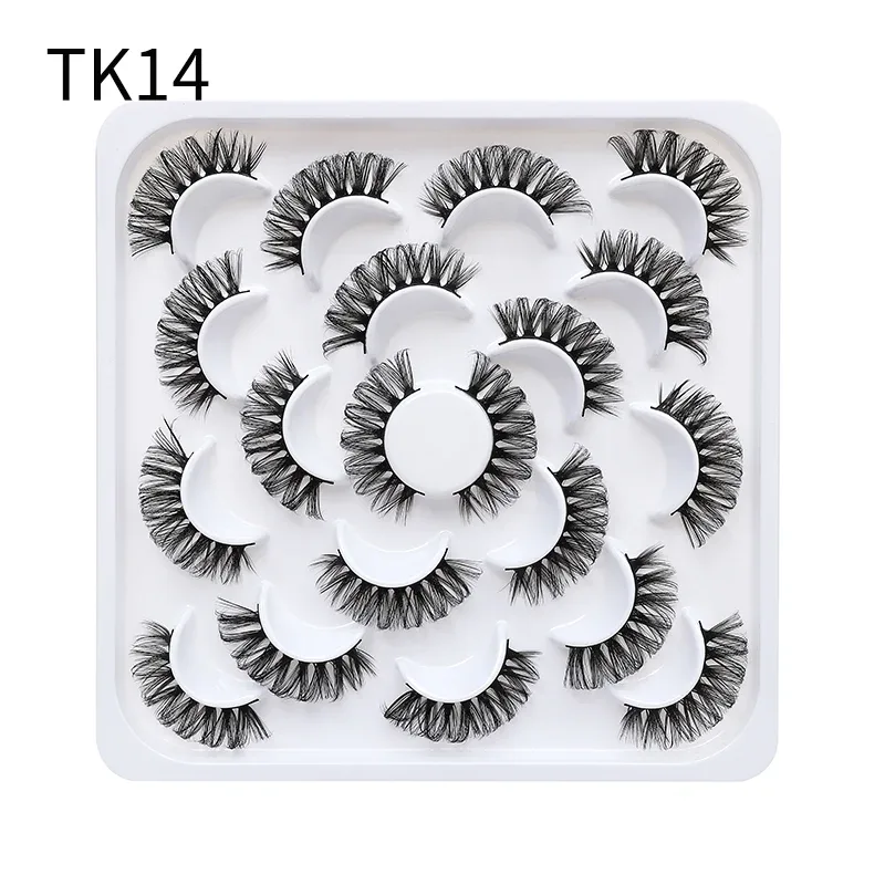 10 Pairs Russian DD Curl Bulk Fluffy Strip Lashes Natural Soft False Eyelashes Reusable Handmade Eye Lashes for Daily&Party