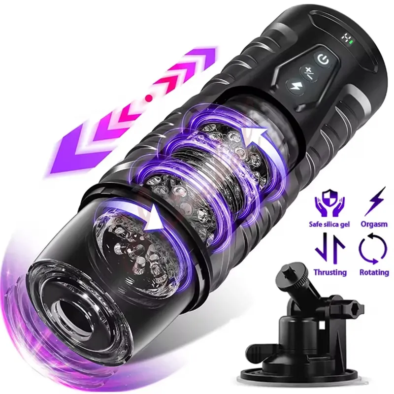 Telescopic Male Masturbator Automatic Mastubator Cup for Men 7 Thrusting Rotating Modes Penis Pump Piston Blowjob Sex Machine
