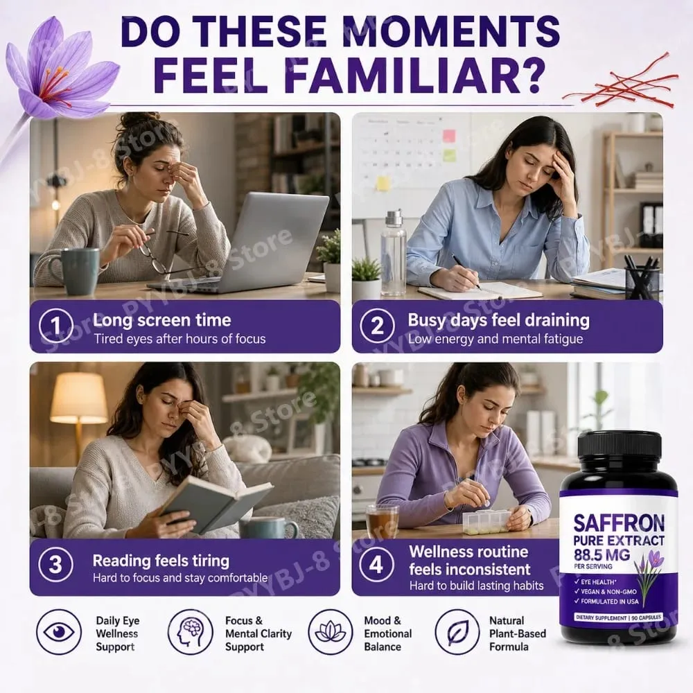 Saffron Extract Capsules 90 Count Vegan Non-GMO Gluten Free Dietary Supplement for Mood Energy and Eye Health Support