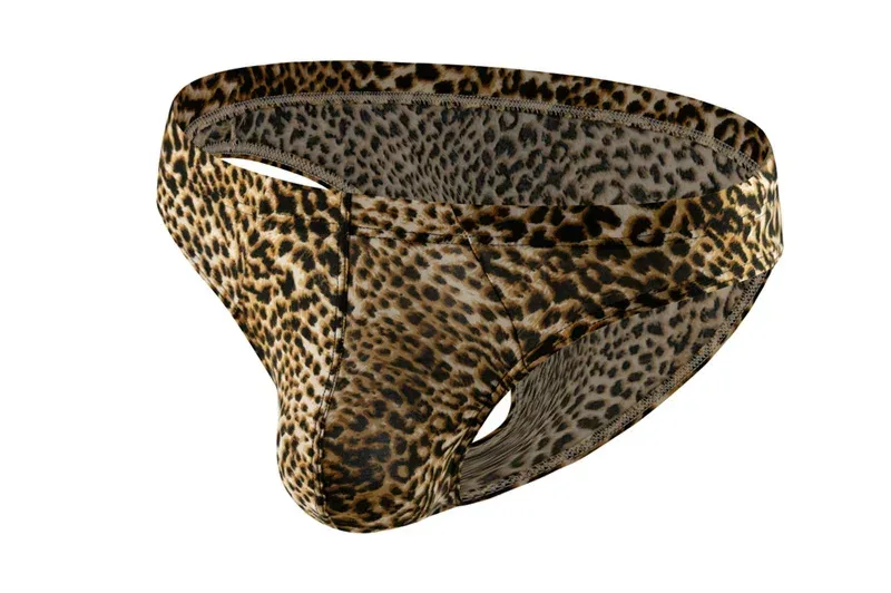 Sexy Men's Briefs Underwear Leopard Pattern Low Waist Soft Slip Briefs Lingerie Underpants Pouch Tangas Sexis De Hombre