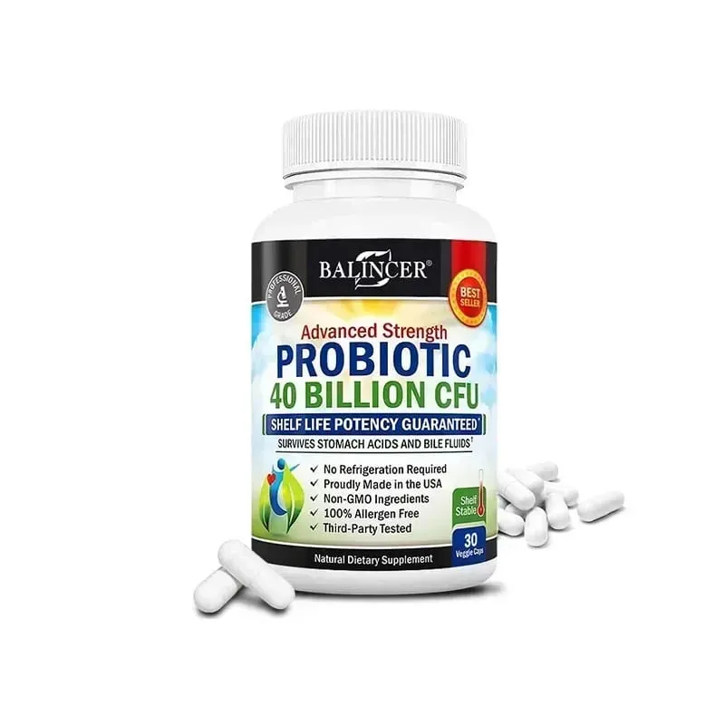 Probiotic Capsules 40 Billion CFU Gut Nutritional Supplement Supports Balanced Intestinal Flora & Digestive Comfort for Adults