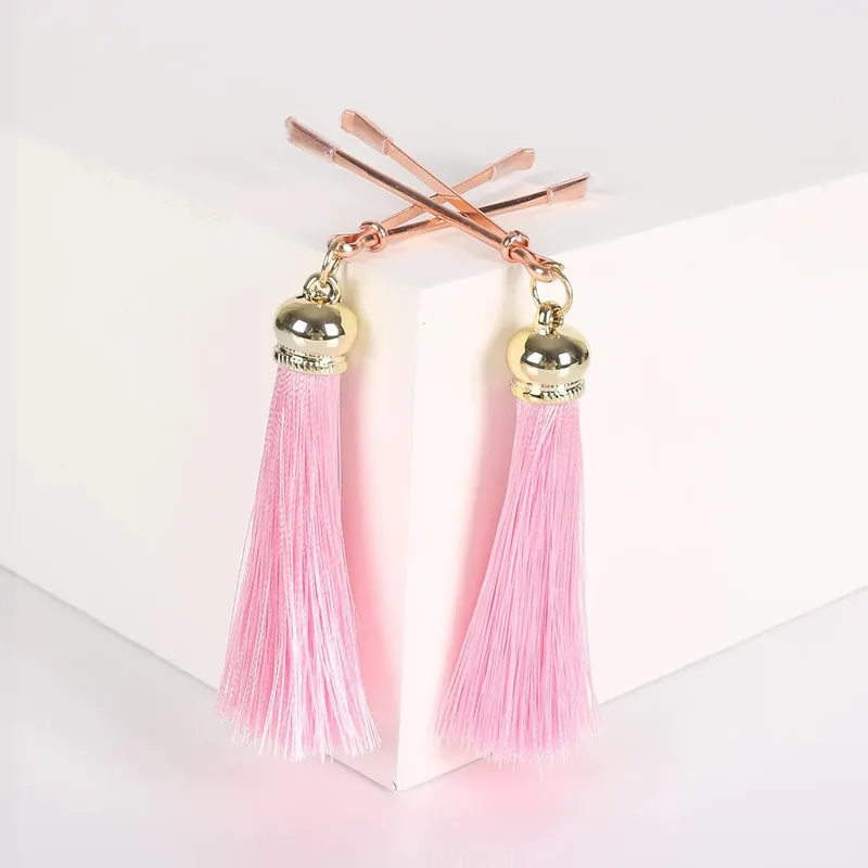 4 Colors Metal Nipple Clips With Tassels Set Rosegold Female Breast Nipple Clamps Bondage Restraints Sex Toys Slave For Women