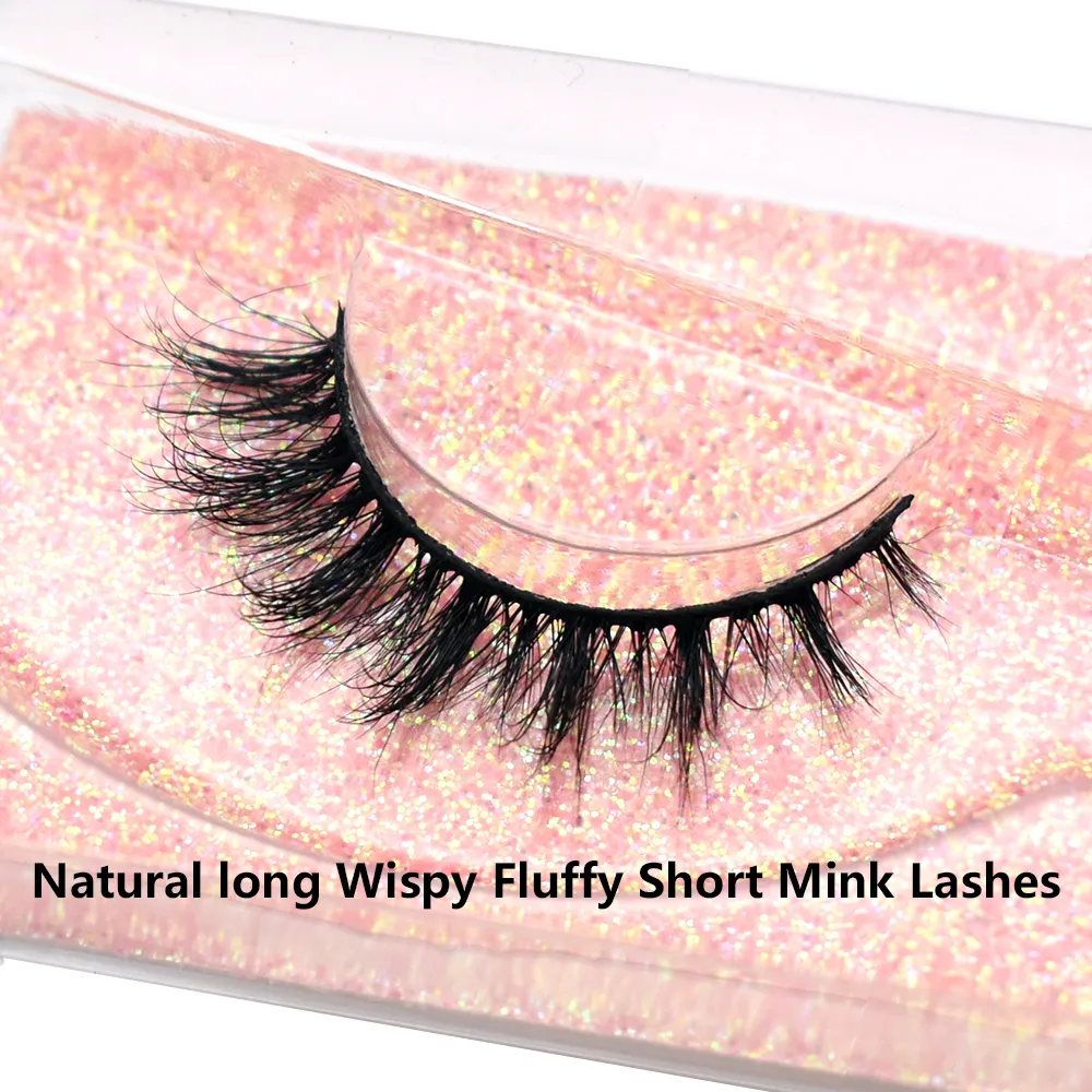 Real Mink Fluffy Short Eye Lashes Extension Wispy Soft Natural Short False Eyelashes Daily Wear Full Strip Lashes Makeup