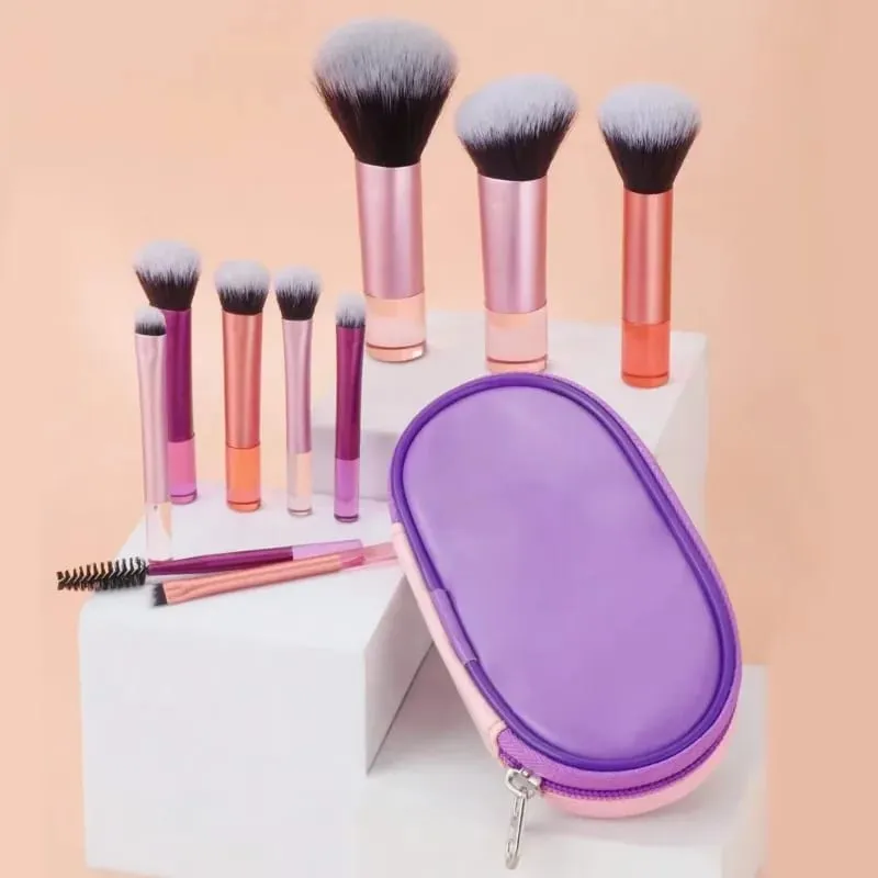 10Pcs Makeup Brushes Set With Bag Cosmetic EyeShadow Foundation Loose Powder Blush Detail Brush Blending Beauty Make Up Tools