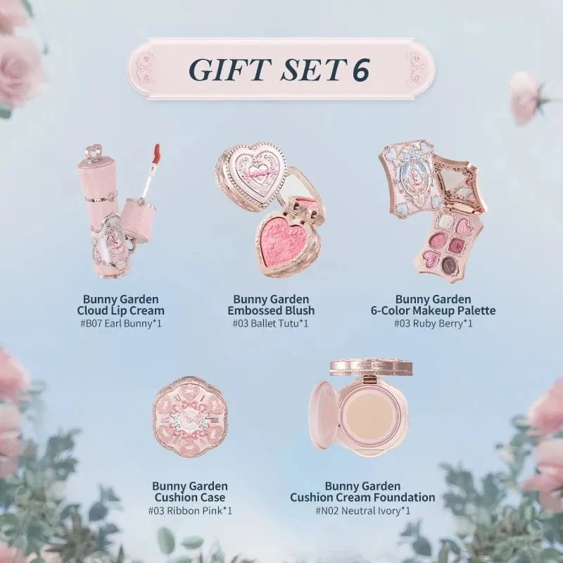 Flower Knows Bunny Garden Collection Gift Sets Makeup Lip Cream Blush Cushion Cream Foundation Makeup Kit Full Professional