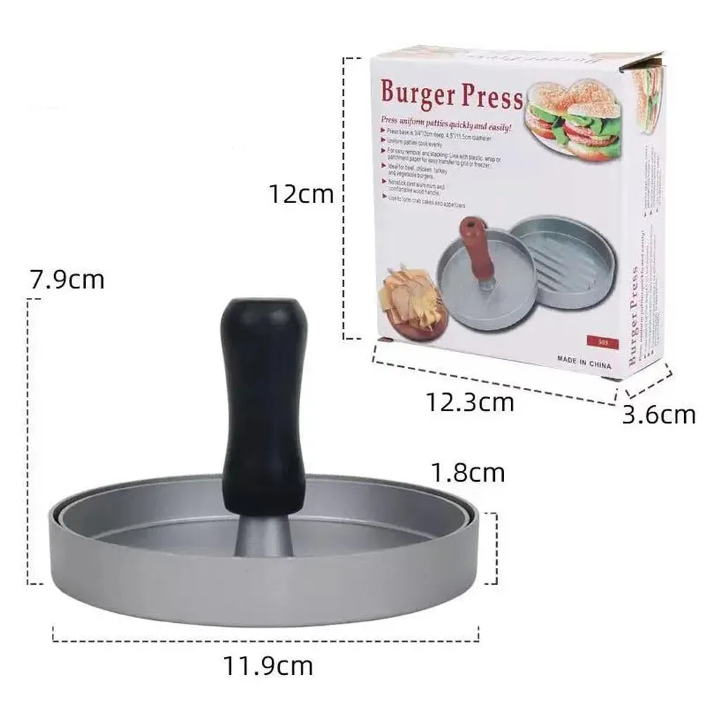 Burger Press Hamburger Meat Tool Patty Maker Aluminum Burger Maker for Kitchen BBQ Grill — image 5