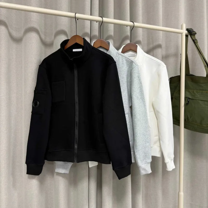 Spring New Style Casual Pure Color Stand Collar Jacket Men's Long Sleeve Zipper Closure Comfortable Cotton Sweatshirt