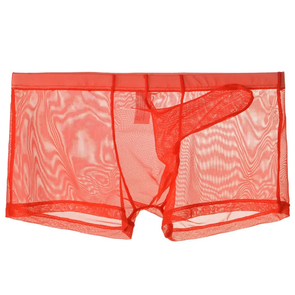 Biancheria intima leggera trasparente da uomo sexy in rete trasparente trasparente con boxer traspiranti, mutandine boxer maschili con separazione di proiettili