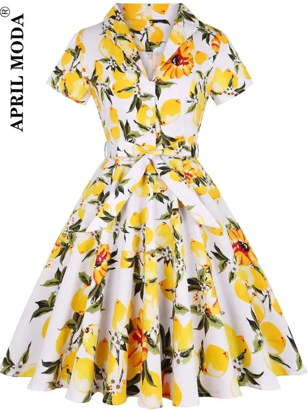 2026 Robe De Cocktail Pinup Rockabilly Dress Midi Cotton Tunic Jurken Causal Vintage 60s 1950s Big Swing Summer Party Sundress