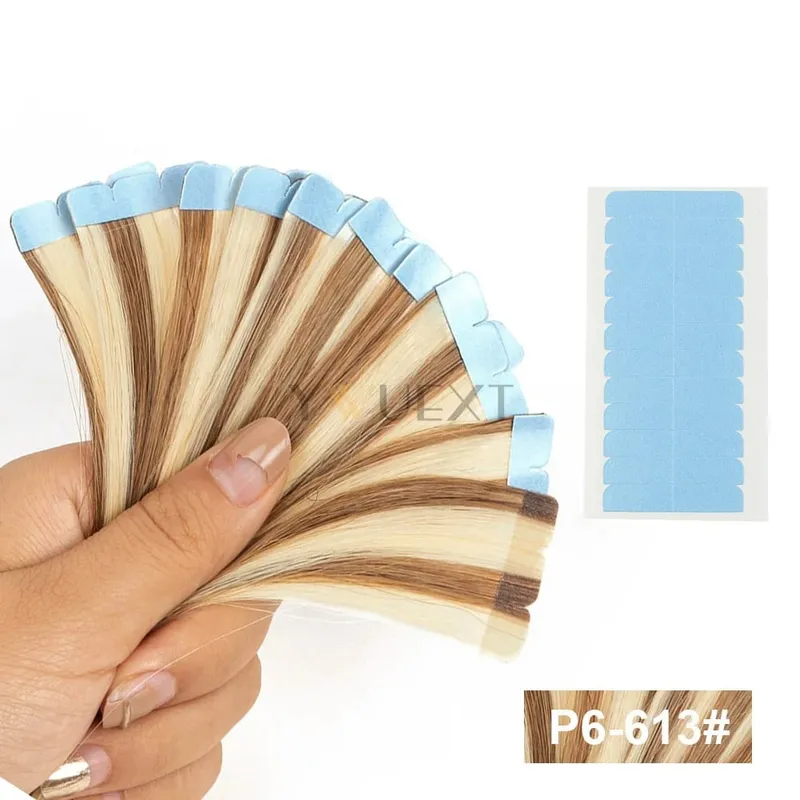 Invisible Mini Tape In Human Hair Extensions Seamless Adhesive Natural Straight Hair 12-24 Inches Machine Remy Hair 10pcs/pack