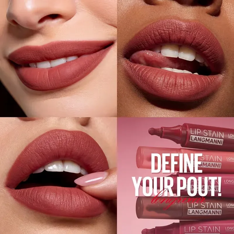 Son Vết Bẩn Liquid Lip Liner Bút Đánh Dấu Lâu Dài Chống Thấm Nước Matte Lip Tint Có Sắc Tố Cao Khỏa Thân Viền Môi Trang Điểm Cho phụ Nữ