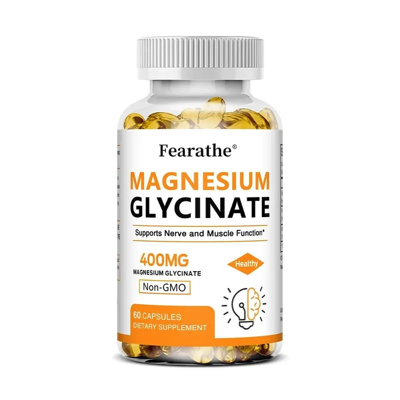 Magnesium Glycinate 400mg Capsules Support Muscle Bone Heart Nerve Sleep Quality & Immune System Health Non-GMO