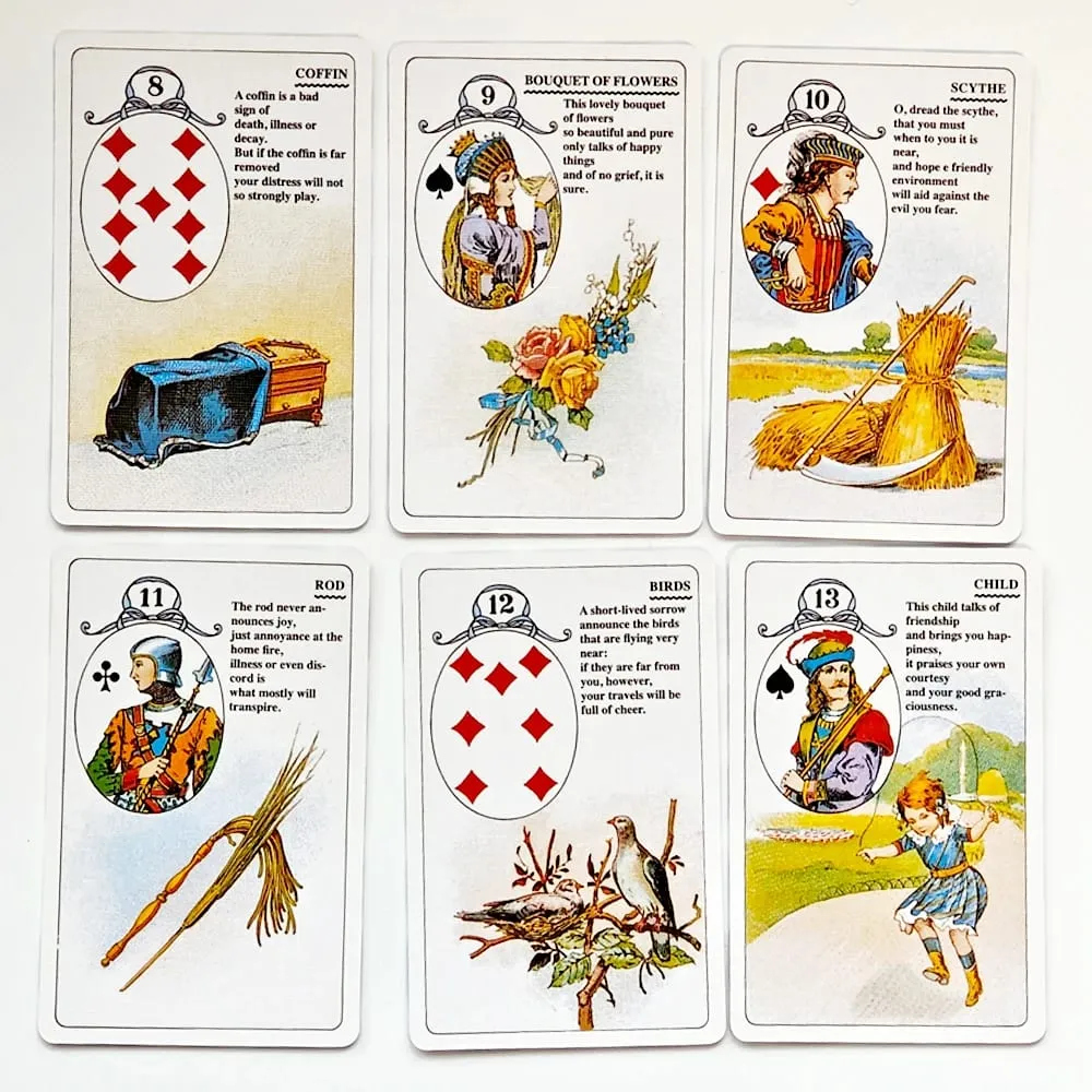 Mlle Lenormand Deck 36 Cards Esoteric Fortune Telling Printed on 350GSM Double-embossed Cardstock - 9*6cm