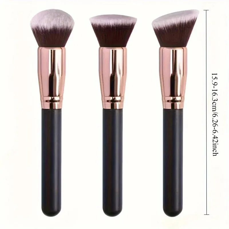 3pcs Professional Makeup Brush Set with Foundation Blush & Eyeshadow Brushes - Soft Nylon Bristles Portable Travel-Friendly Co — image 4