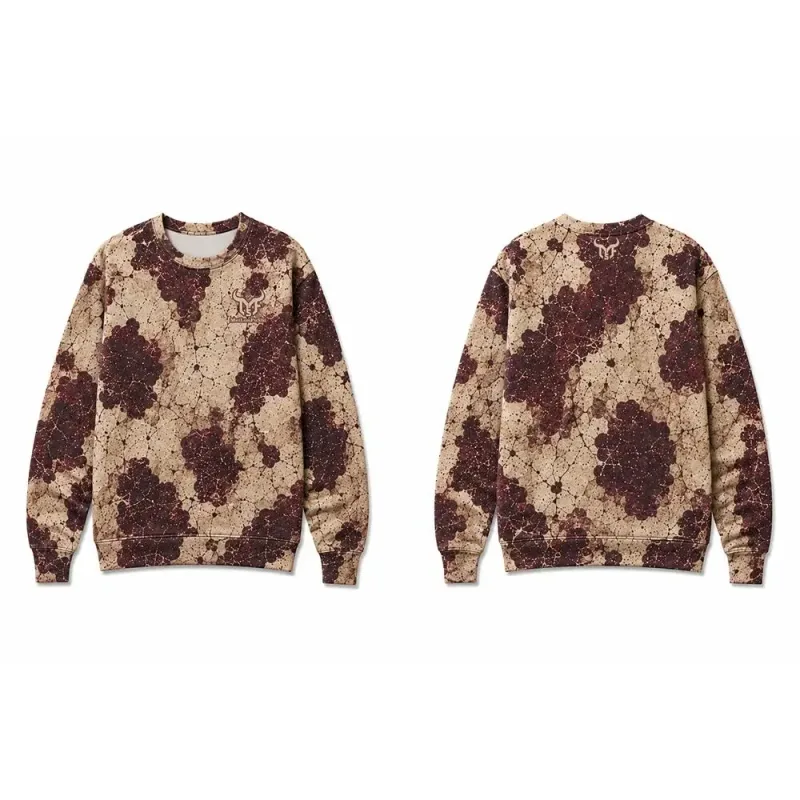 Vintage Western-inspired Fossil-print Cow Pattern Sweatshirt Men's All Over Print Crew Neck Pullover Unisex Casual Streetwear