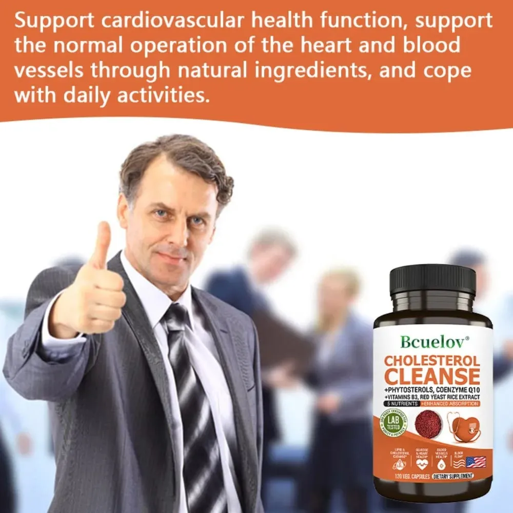 Cholesterol Cleanse Capsules with Coenzyme Q10 Red Yeast Rice Extract Antioxidants Maintain Cardiovascular Health
