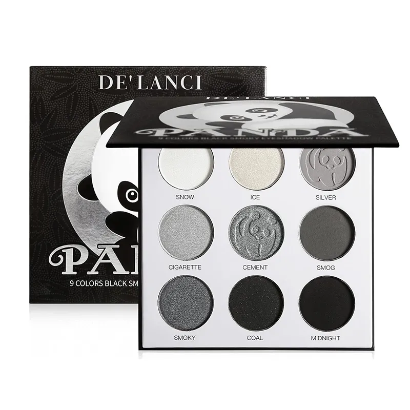 Eyeshadow Palette 9 Colors Grey Black Matte Shimmer Pearly Eye Shadow Goth Punk Smoky Fine Flash Lasting Eye Makeup