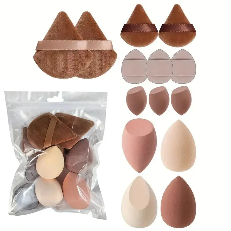 20/40Pcs Makeup Brushes and Sponges Set Brown Makeup Puff Beauty Egg Headband Wristband Remover Kit Makeup Tool Gift