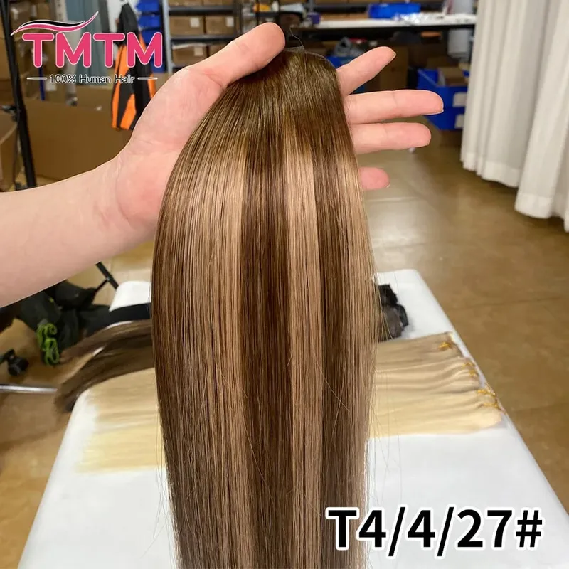 Straight PU Clip Ins Human Hair Extensions Black Brown Color 7 Pcs 110g/Set Seamless Invisible PU Weft For Women 100% Human Hair