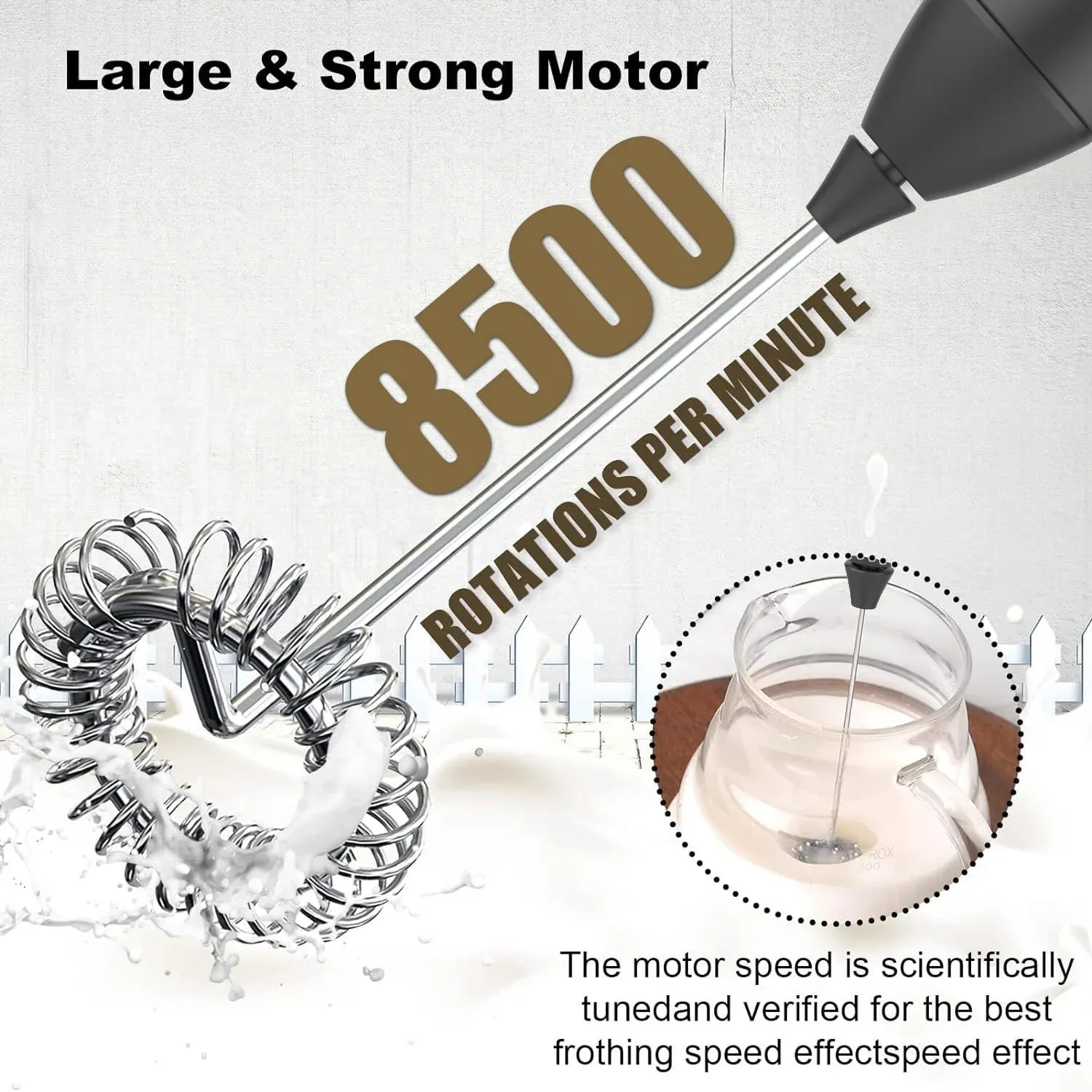 Milk Frother USB Rechargeable 3 Speeds Foam Maker Coffee Whisk Mixer Electric Handle Blender Egg Beater