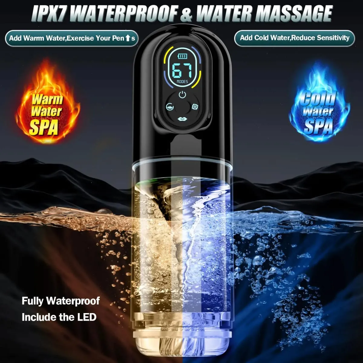 Novo lcd automático masculino mastubator pênis bomba com 7 vibração rotativa empurrando & lambendo modos bolso buceta brinquedos sexuais para homem