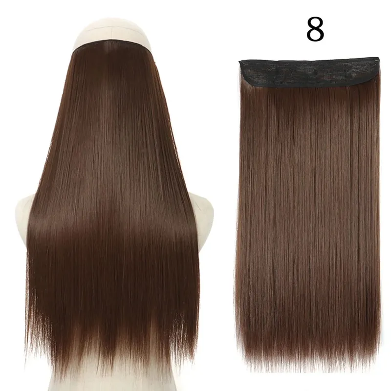 Synthetic Long Straight No Clip Invisible Line Hair Extensions 40 55 80cm Natural Brown Blonde Fake Hairpiece For Women