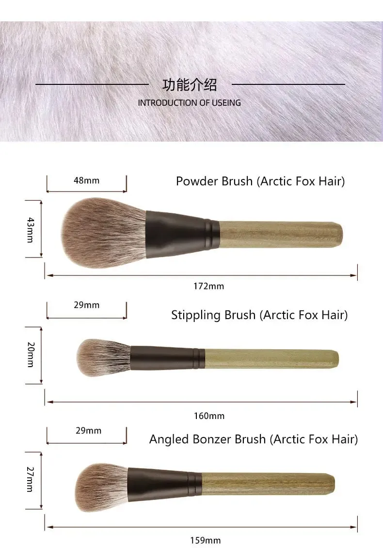 7pcs/set Fox hair Makeup brushes Set Powder Blusher Stippling Eyeshadow Detail Shadow Make up brushes Green Ebony Handle