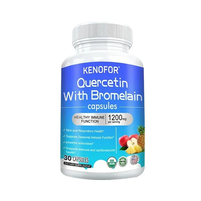 Quercetin + Bromelain Complex Capsules 1200mg - Immune Joint & Digestive Support with Vitamin C & D3 30/60/120 Counts