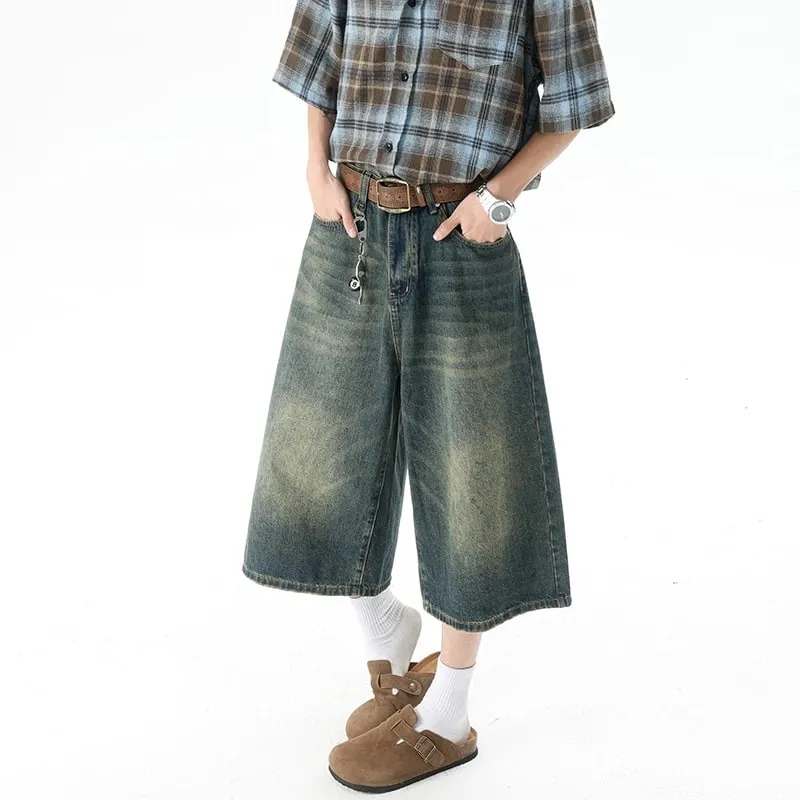 Több zsebes Cargo Nadrág Nyári Rövid Farmer Lakónadrág Hip Hop Utcai Ruházat Tágas farmer rövidnadrág Alkalmi széles szárú Capris nadrág 5XL-M — image 4