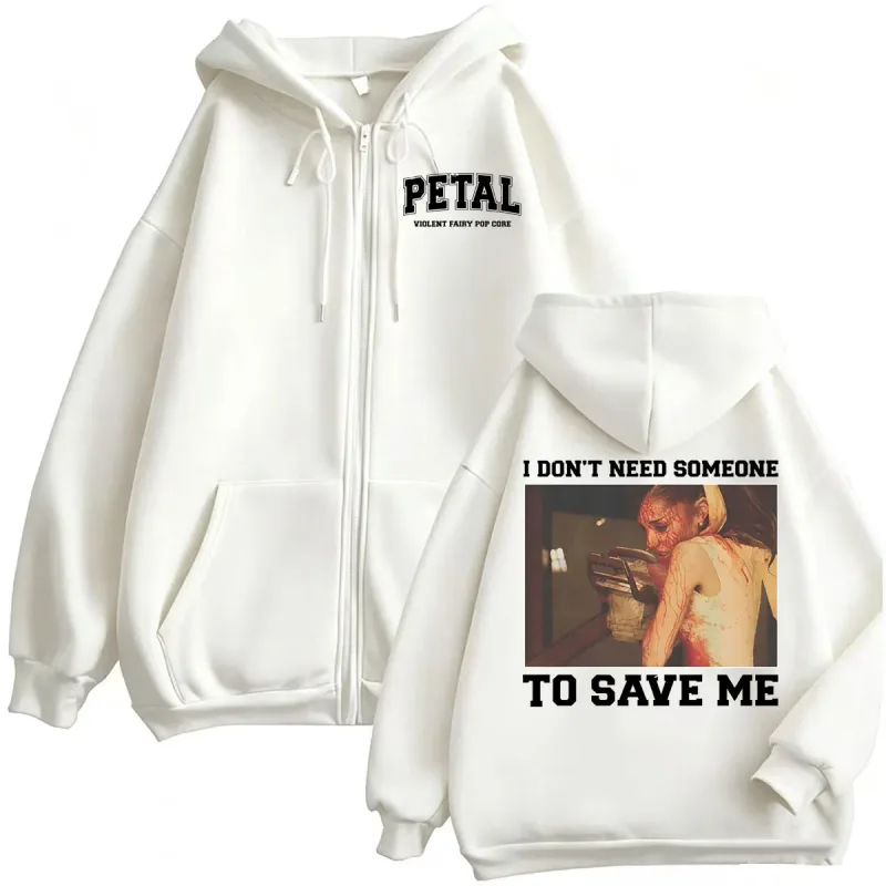 Ariana Grande Petal Core I Don't Need Someone To Save Veste Sweatshirts Manteaux Hommes Femmes Casual Confortable Haute Qualité Zipper Hoodies