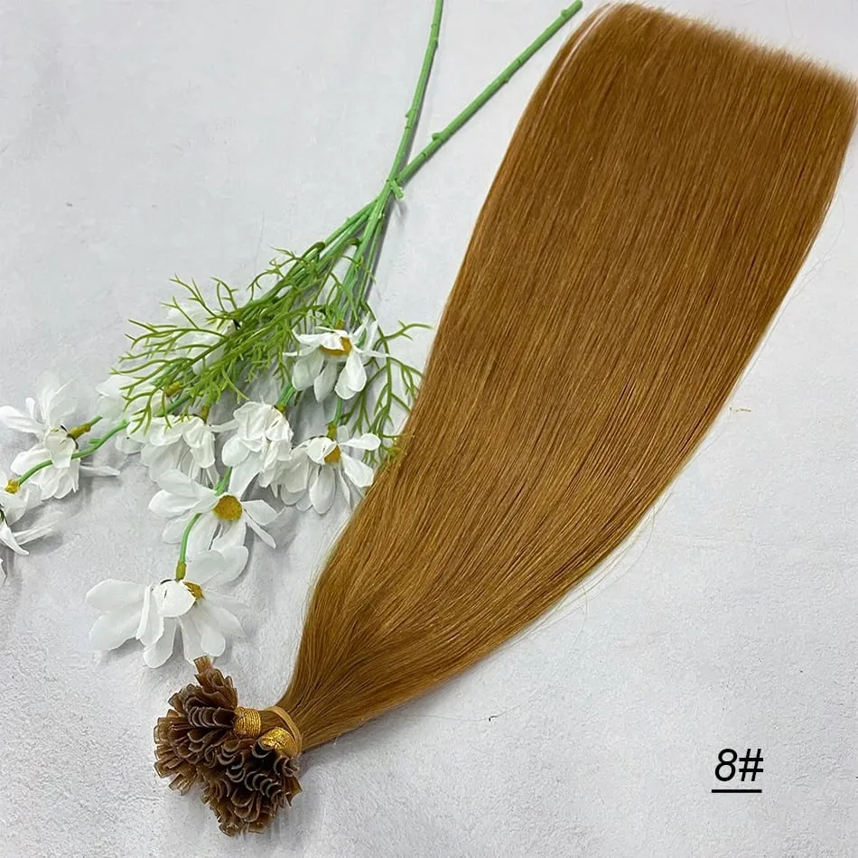 Full Shine U Tip Hair Extensions Nature Black Hair Blone 613 Color 50g Keratin Glue Beads Prebonded Remy Human Hair Extensions