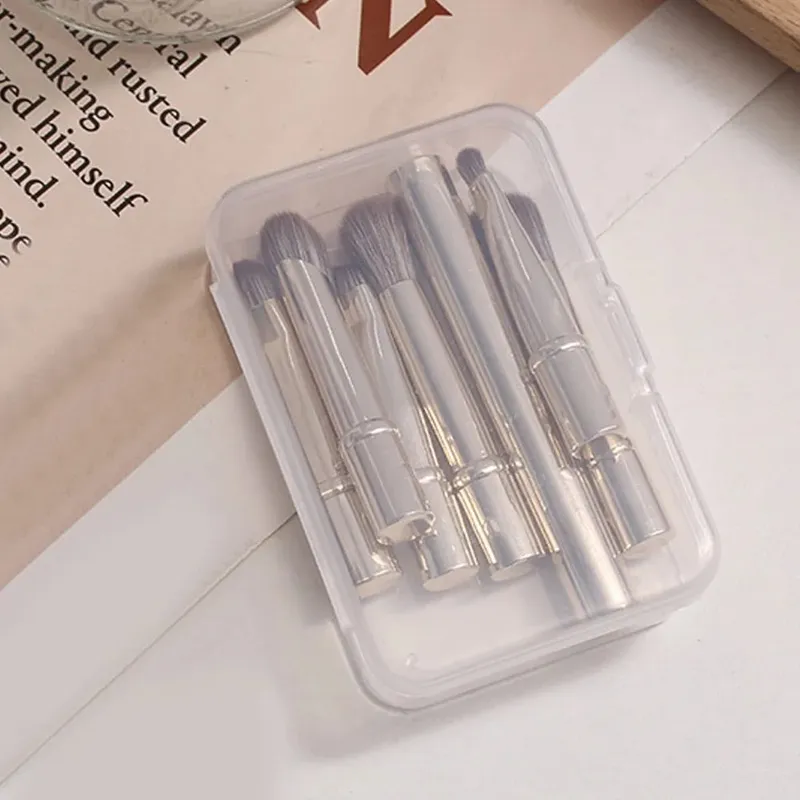 6pcs Portable Makeup Brush Replacement Head Set Nose Shadow Brush with Box for Women Professional Cosmetic Puff Brush Cleaner — image 8