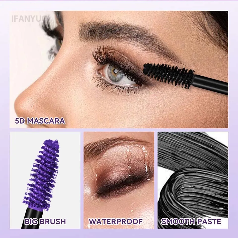 Red Wine Brown Eyelashes Mascara 5D Three-dimensional Eyelashes Curling Extension Non-smudge Waterproof Fast Dry Lsting Makeup