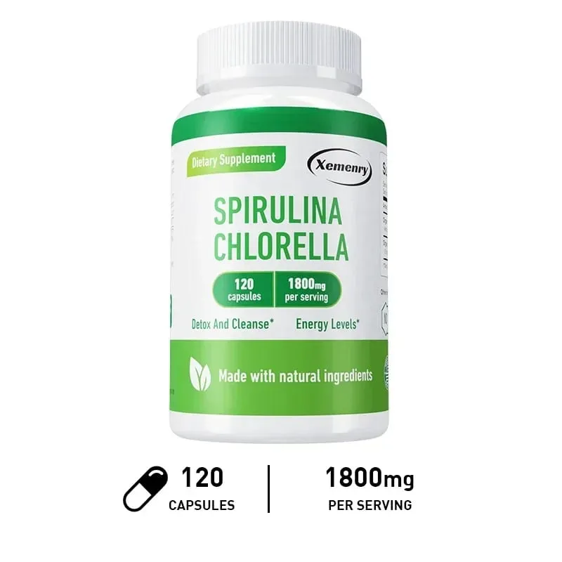 Spirulina Chlorella Capsules - Υποστηρίζει την υγεία του καρδιαγγειακού και του ανοσοποιητικού συστήματος Ισχυρό αντιοξειδωτικό