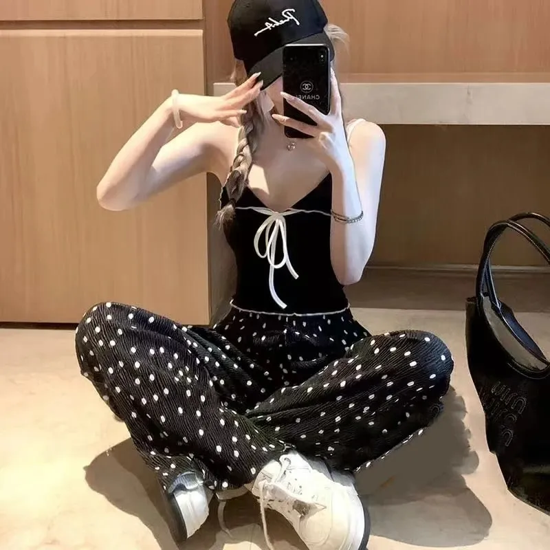 Y2K Cami Top with Bow Knot Front Spaghetti Strap Crop Tank Top Summer Women Shoujo Girl Top Outfit