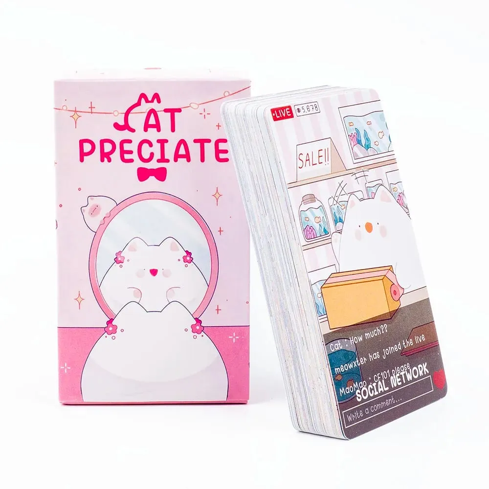 New Style Cat Preciate Tarot 48 Card Deck Divination Fate Tarot Oracle Cards Party Entertainment Board Playing Game 10.4 x 6.1cm
