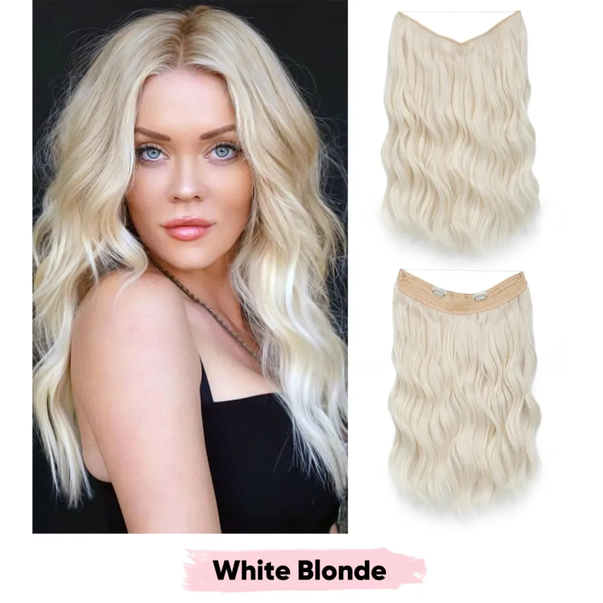 Synthetic Wave Invisible Wire Clip in Hair Extensions Fish Line With Clips Hairpiece Ombre Fake Hair Piece For Woman