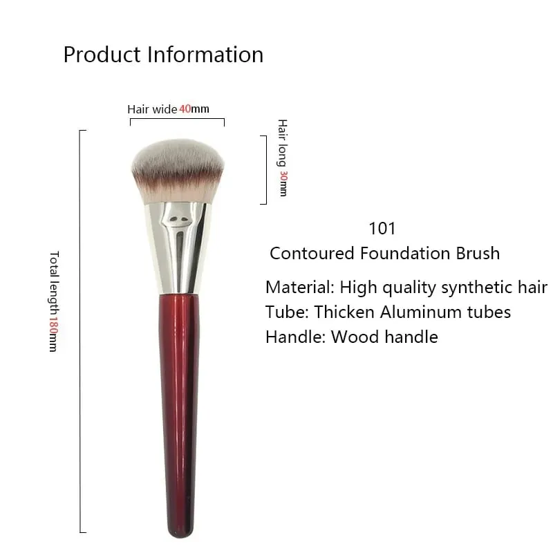 1pc Angled Liquid Base Foundation Makeup brushes Contoured Concealer Make up brushes Red wood handle cosmetic tools 101