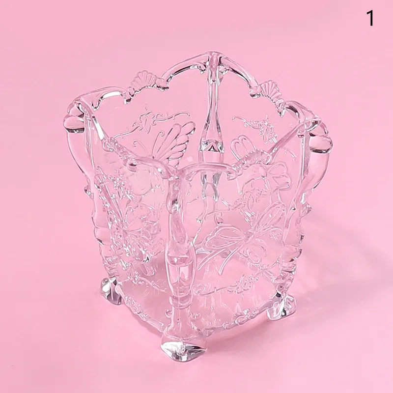 Cotton Pad Nails Storage Box Butterfly Transparent Pink Design Napkins Container Brush Organizer Makeup Case Nail Art Tools