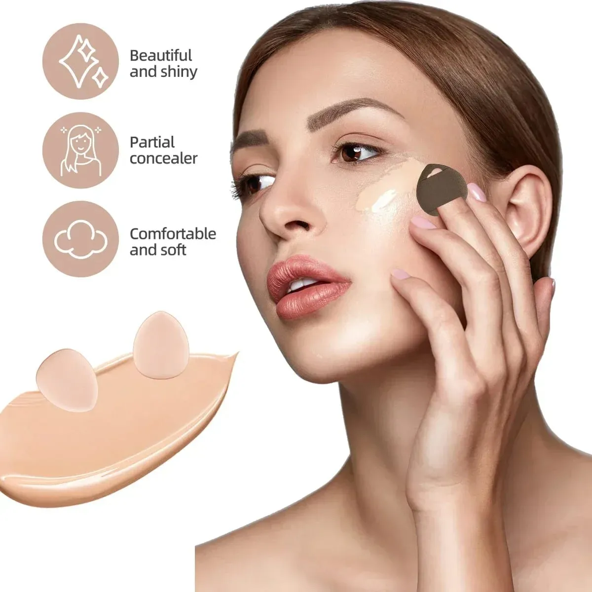 20/40Pcs Makeup Brushes and Sponges Set Brown Makeup Puff Beauty Egg Headband Wristband Remover Kit Makeup Tool Gift