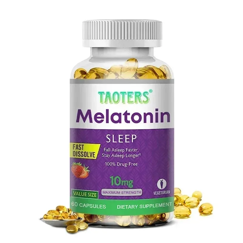 Melatonin capsules 10MG - promotes restful sleep and reduces stress uninterrupted sleep antioxidant effect