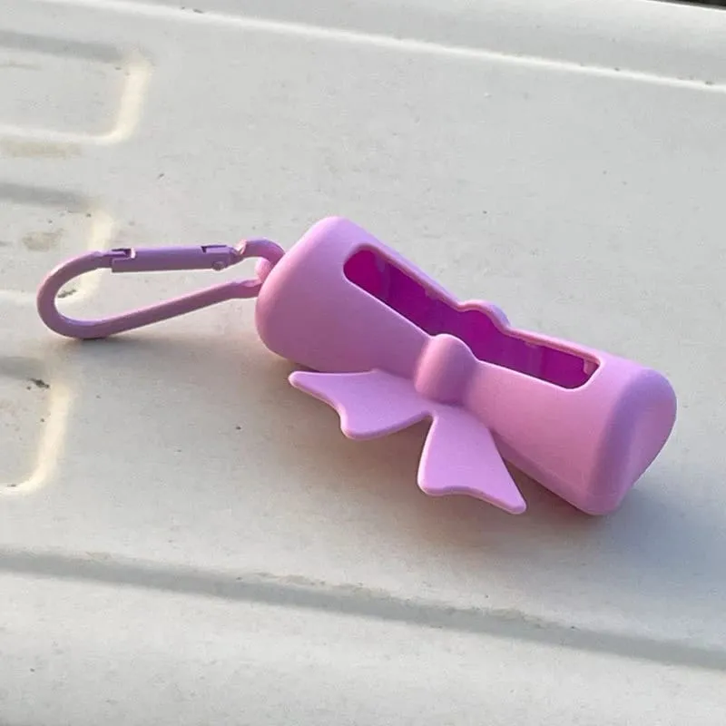 New Bow Candy Peanut Shape Silicone Lipstick Cover Keychains Solid Color Lipstick Storage Bag Light Weight Lip Balm Holder