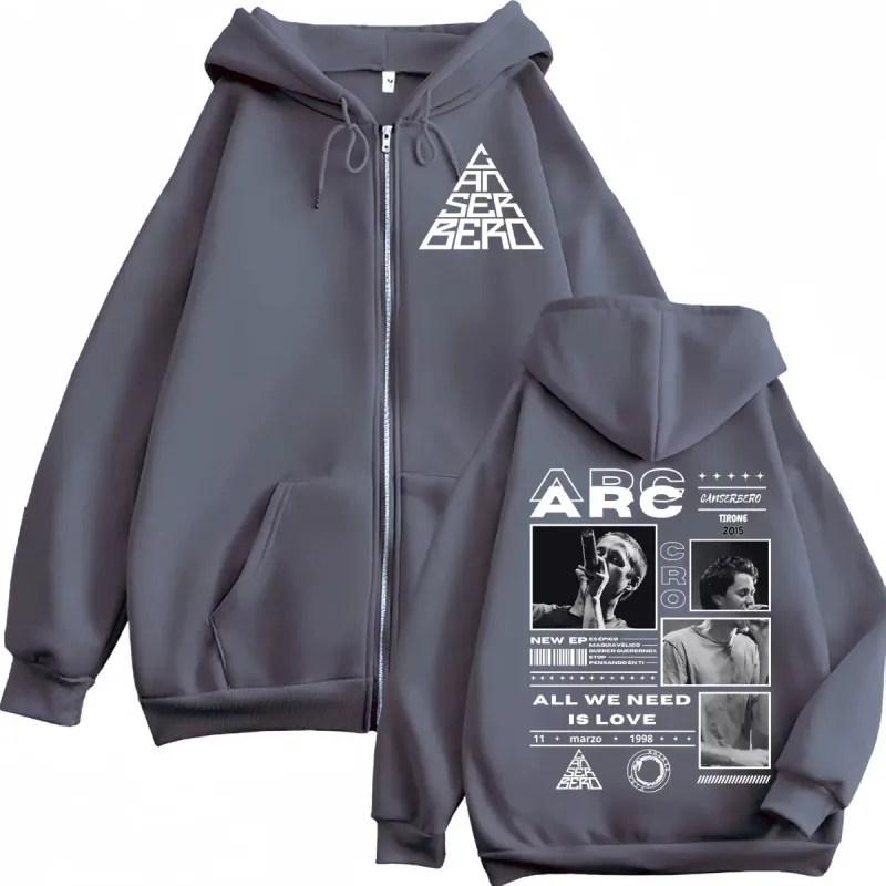 Canserbero Tudo o que precisamos é amor Muerte Vida Merch Zipper Hoodie Moda masculina Hip Hop Zip Up Moletons Casual Pulôveres de lã