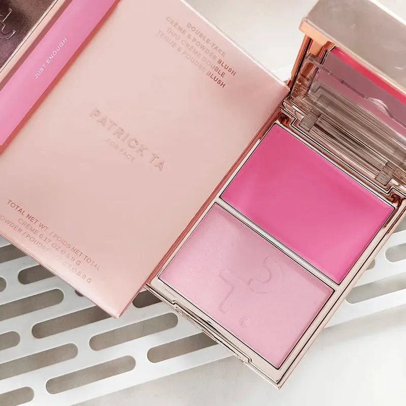 Patrick 2 in 1 Cream & Powder Blush Palette Dual Cheek Blush Duo Lasting Natural Brightening TA Makeup Cosmetics She's That Girl