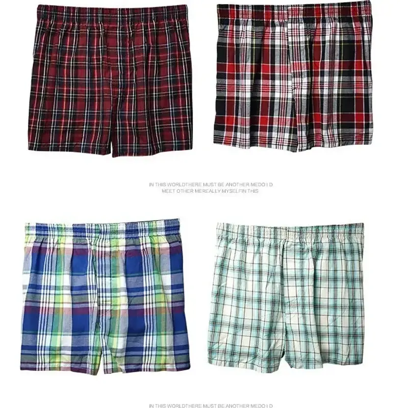 M-6XL 4PCS Men's Underwear Loose Boxers Shorts Boxers Man Plaid Arrow Pants Plus Size Comfort Arlo Pants Men's Trunk Underwear