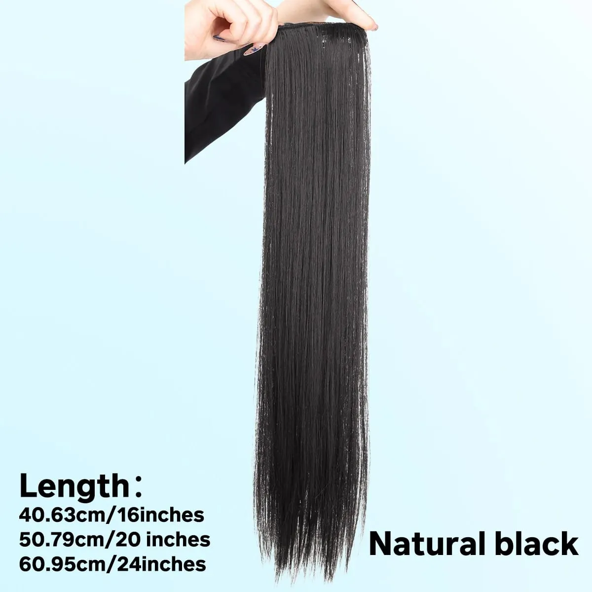 1pcs สังเคราะห์ 16 "20" 24 "คลิปต่อผมชิ้นวิกผมผู้หญิงน้ำหนักเบา TOP เปลี่ยนผมยาวตรง — image 9