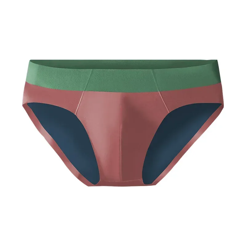 Men's ice silk seamless underwear men breathable briefs summer thin boys sports low waist short shorts head
