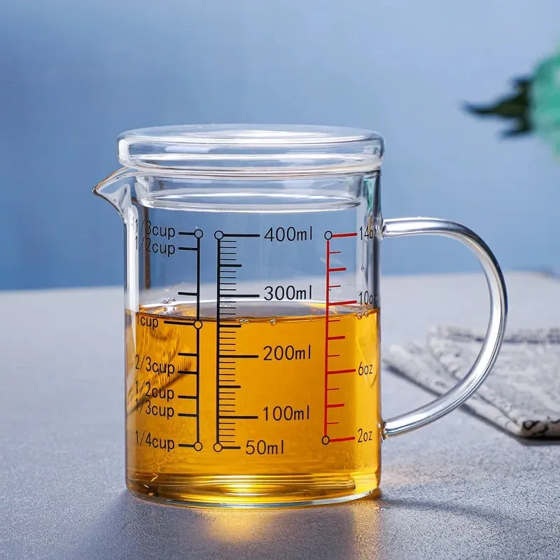Mataas na Borosilicate Glass Measuring Cups Clear Glass Scale Cup With Handle V Shaped Spout Kitchen Glass Measuring Beaker
